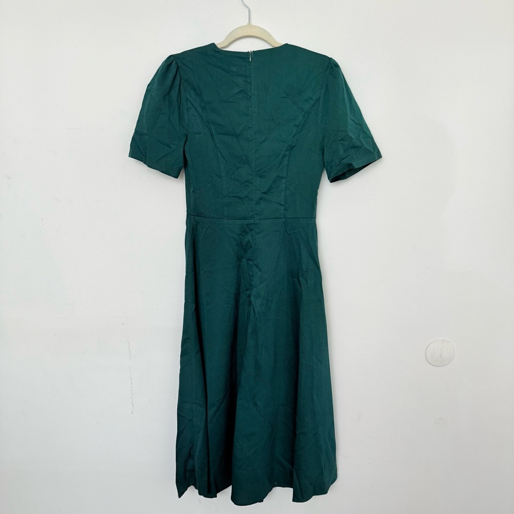 Rihoas Green Puffed Sleeve Button Midi Dress - Picture 8 of 8
